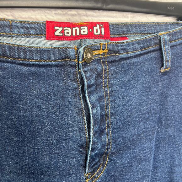 Vintage Y2K Zana Di Flare Jeans Side Lace Up Tie Size 13 Stretch Dark Wash Low - Picture 5 of 7